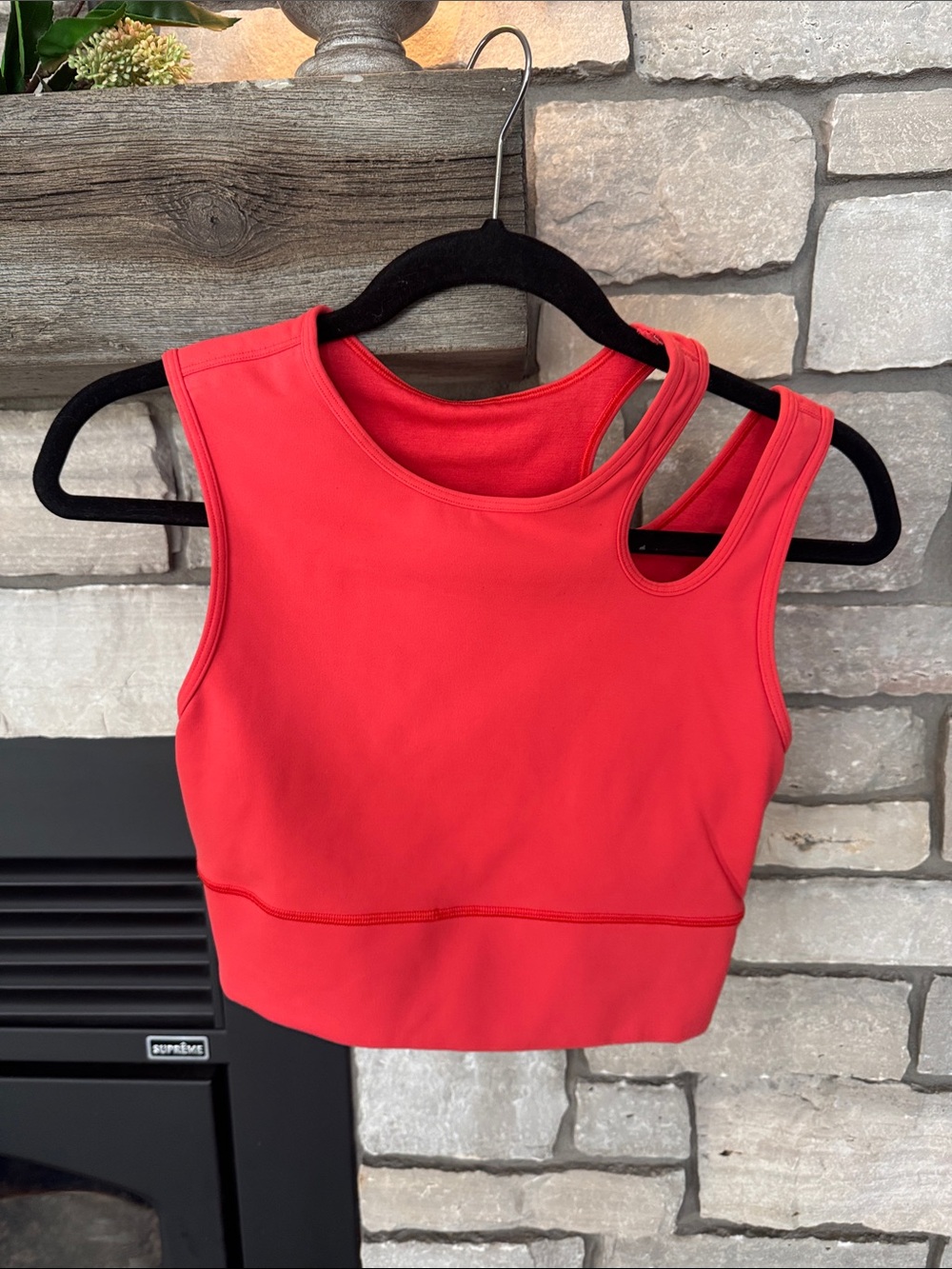 lululemon athletica Coral Red Cutout Crop Tank